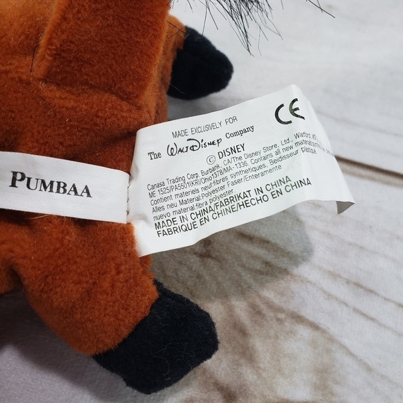 Vintage Disney Pumbaa The Lion King Bean Plush 6 Inch Derpy Open Mouth Wart Hog - Picture 8 of 10
